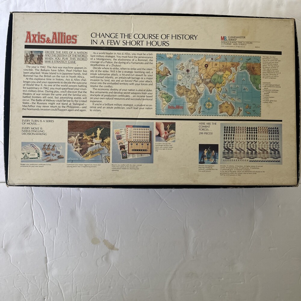 MB Gamemaster Series Board Game Axis Allies Spring 1942 Adventure USA 1987
